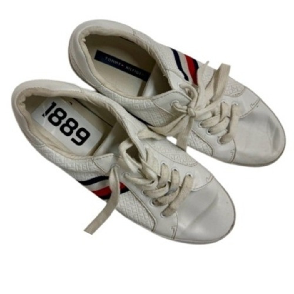 Tommy Hilfiger Mens White Leather‎ Lace Up Sneakers Shoes Size 11M TWLEXX